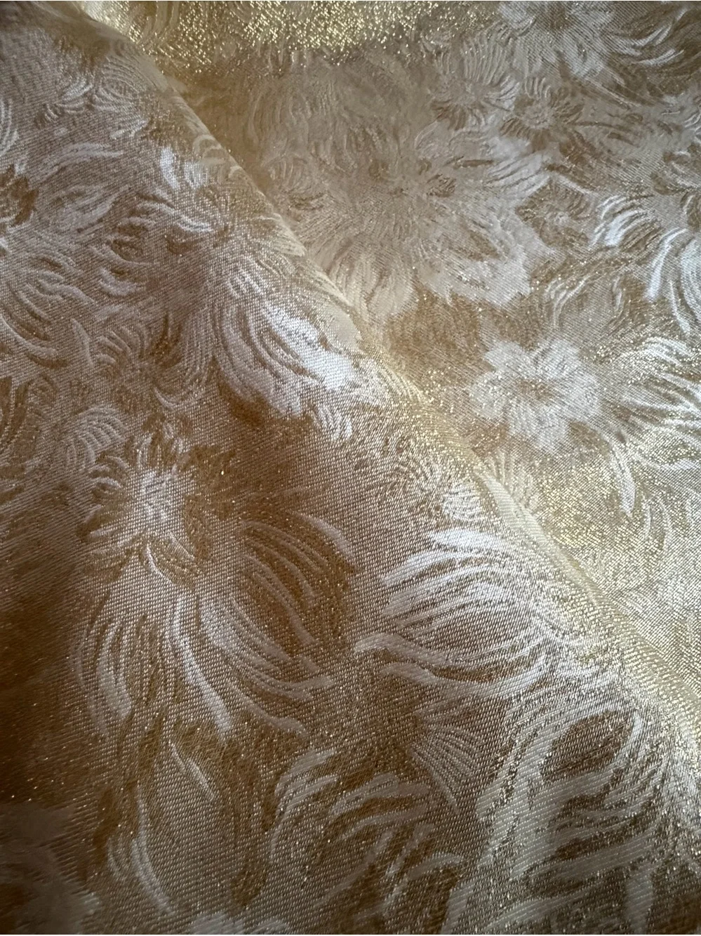 Vintage Gold Metallic Floral Brocade Fabric 2 Yds 20 In Decor Upholstery 48W